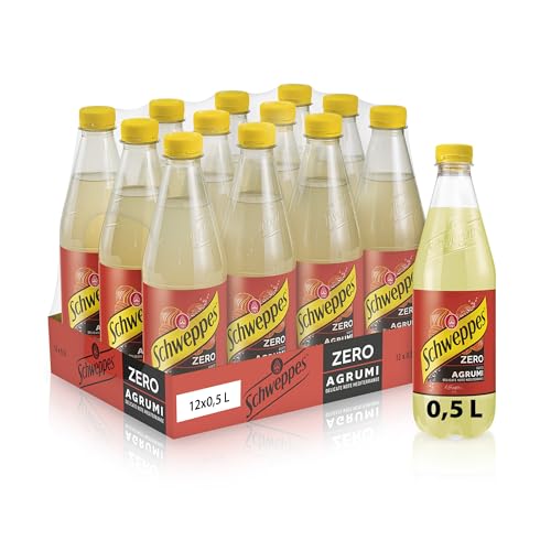 Schweppes, Bibita Gassata Agrumi Zero, Confezione da 12x0,5 L, Gusto Intenso di Arancia, Zero Zuccheri, Effervescenza Unica, Ideale per Cocktail e Aperitivi
