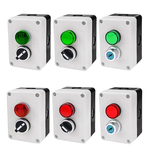 Interruptor de botón impermeable de 2 velocidades 220V con llave de parada para motor industrial 3