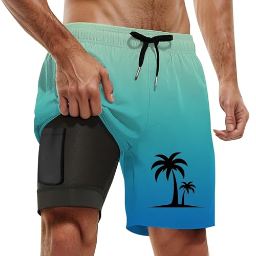 Bañador para Hombre con Forro de compresión y, Pantalones Cortos y Bolsillos. con cordón Ajustable