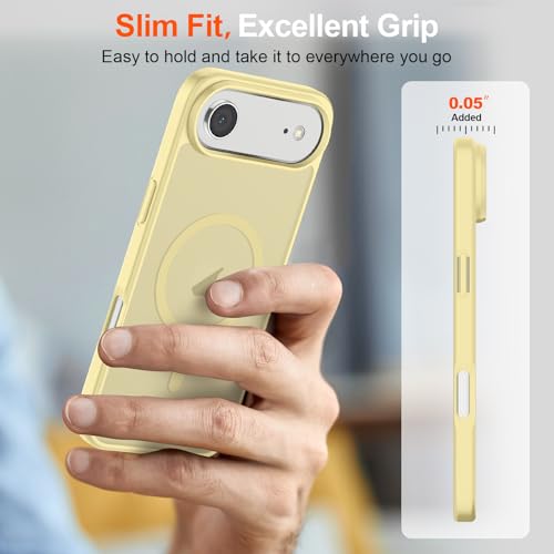 Image of SUPFINE Magnetic for iPhone Air Case (Compatible with MagSafe)(Military Grade Drop Protection) Slim Translucent Matte Shockproof with Anti-Fingerprint Phone Cover for 17 Air,Buttercream Yellow
