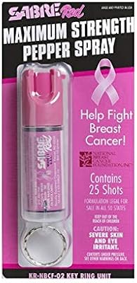 SABRE Red Pepper Spray - Police Strength - with Pink Key Ring, 25 Bursts (Up to 5x Other Brands) (1 Pack)