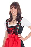 Mini Dirndl 3-teilig schwarz rot mit gestickten Rosen, passender Bluse und Schürze Gr 40