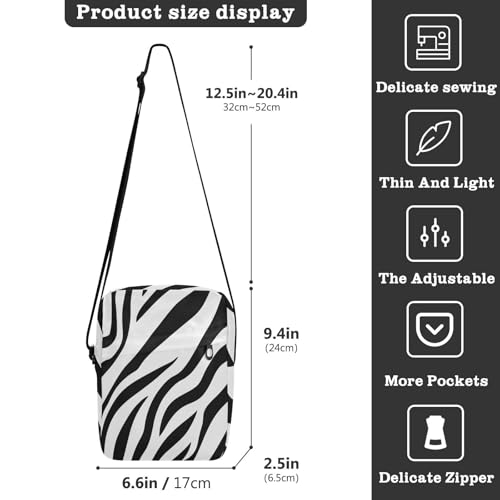 mens messenger bag crossbody bag men Women's Purses Adjustable Strap for Shopping Shopping- Black White animal Stripe3