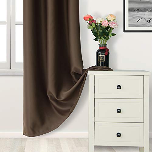 Image of DWCN Blackout Curtains for Bedroom Living Room 42 x 72 Inch 2 Panels Brown