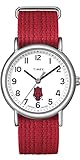 Timex ユニ ウィークエンダー 38mm 腕時計 - アーカンソーレイザーバック スリップスルーシングルレイヤーストラップ付き, レッド