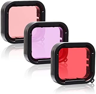 3 in 1 Snorkel Diving Underwater Red/Pink/Purple Lens Filter in Seawater & Freshwater Compatible with Waterproof Official Housing of GoPro Hero (2018), GoPro Hero 7 Black, 6, 6 Black, Hero 5, 5 Black