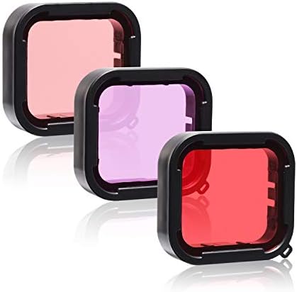 3 in 1 Snorkel Diving Underwater Red/Pink/Purple Lens Filter in Seawater & Freshwater only for Waterproof Official Housing of GoPro Hero (2018), GoPro 7 Black, 6, 6 Black, Hero 5, 5 Black.