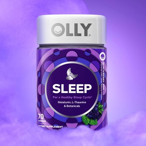 Image of OLLY Max Strength Sleep Gummy,10mg Melatonin,L-Theanine,Chamomile,Lemon Balm,Sugar Free,Vegetarian Sleep Aid,Strawberry -,70 Count (Pack of 2)
