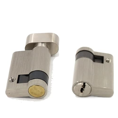 Thumb Turn Euro Cylinder Lock, 1Pcs Invisible Door Lock Core Half Eccentric Lock Cylinder,with Knob,45mmx32MM,for Channel Lock Fire-Proof Door Security Door (Color : with Key) (Color : with Knob)
