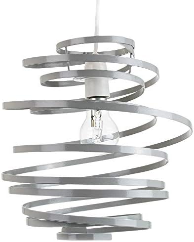 Modern Designer Black Gloss Metal Double Ribbon Spiral Swirl Ceiling Light Pendant Shade | 23cm Diameter | 60w Maximum by Happy Homewares