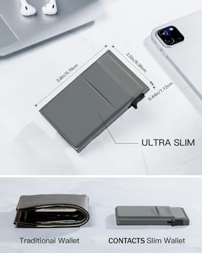 VOGARD Aluminium Men and Women Pop Up Slim Card Wallet RFID Blocking with Money Pocket | Minimalist Credit Card Holder | Holds up to 10 Cards (Grey) 4