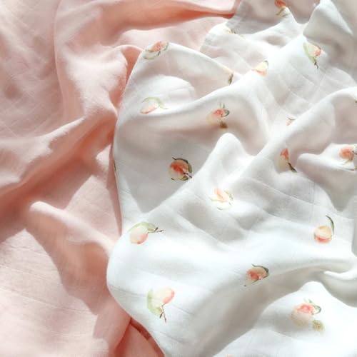 Image of LifeTree Baby Swaddle Blankets, Boys Girls Muslin Swaddling Wrap Receiving Blanket for Newborn, 70% Viscose from Bamboo and 30% Cotton, Large 47 inch x 47 inch, Peach and Pink