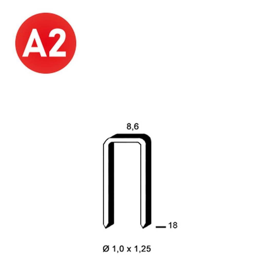 D-Work, 5000 punti metallici H-18, zincati, in acciaio inox, 8,6 x 18 x 1,25 mm