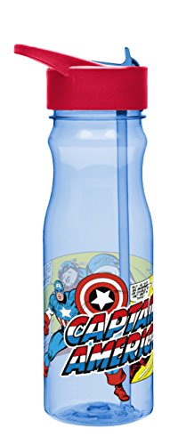 Zak Designs Marvel Comics 25 oz. Reusable Plastic Water Bottle, Captain America