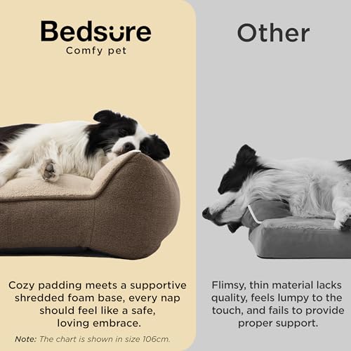 BEDSURE waschbares Hundebett Grosse Hunde - 106x76cm extra Dicke unterstützende Hundesofa mit wasserdichter Hülle, rutschfest Hundekorb große mit weichem plüsch Sherpa,braun