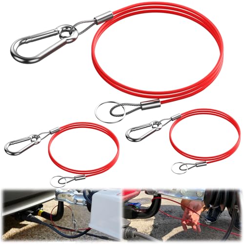 BREANIFULL Lot de 3 cordes de traction de 1 m pour remorques non freinées gainées pour toutes les remorques à frein courantes