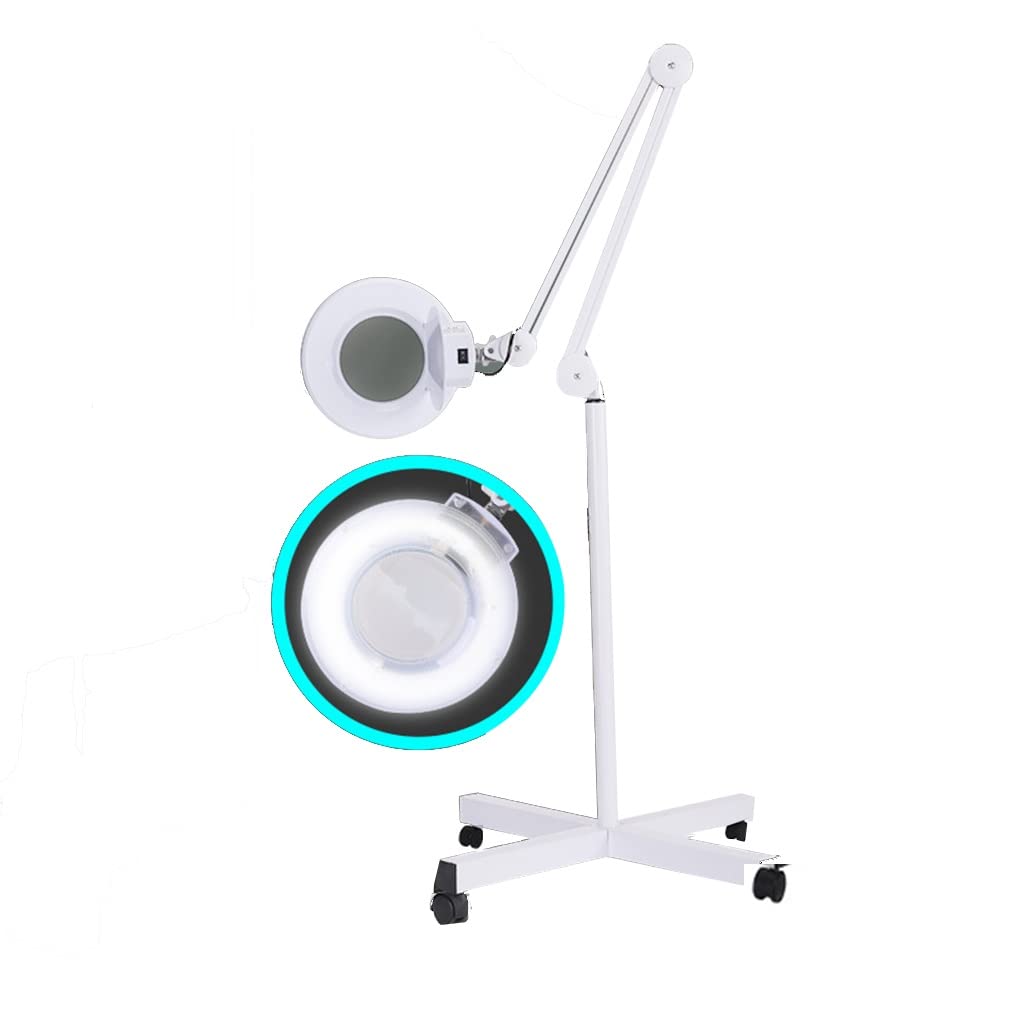 Lampadaire loupe sur roues pour éviter la fatigue visuelle au salon