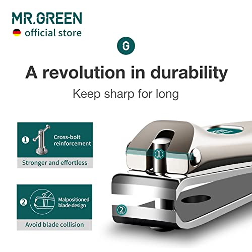 MR.GREEN Nail Clippers Curved Blades Fingernail Cutter Nippers Manicure Scissors Stainless Steel Pedicure Tools with Nail Flies (Medium-Blue) - Thumbnail 3