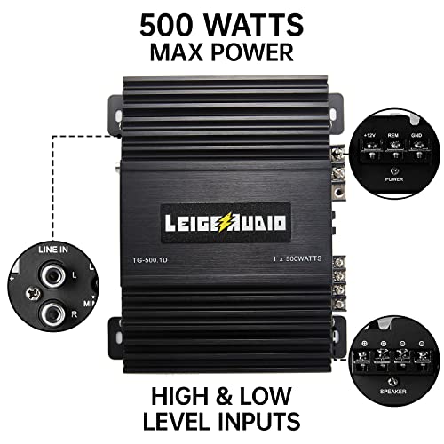 Leigesaudio 500 Watts Monoblock Amplifier, Class D, 1 Ohm Stable Subwoofer Amplifiers For Car Audio Speakers #TOP4
