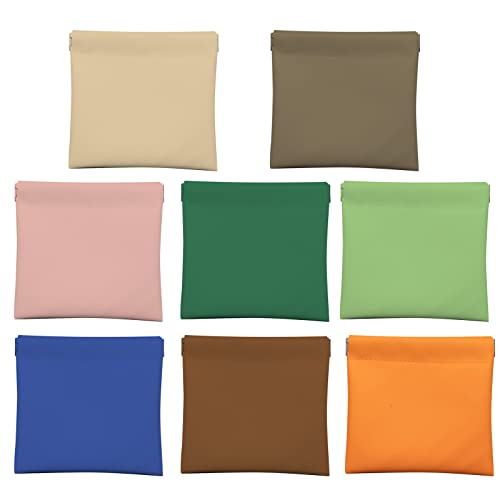 8 Pack Pocket Cosmetic Bag Squeeze Top - Glorihoby Small Pocket Cosmetic Pouch For Women - Pockets Cosmetics Bags For Purse - Lambskin Pocket Makeup Storage Bag - Self Closing Makeup Pouch #TOP13