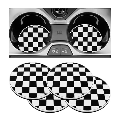 4 PCS Portavasos para Auto con Diseño Ajedrezado 2.76 in miniatura 1