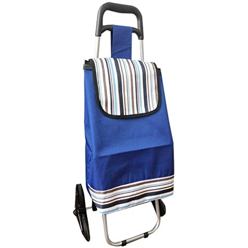 Carrito plegable multifunción, carro de mano portátil con bolsa Oxford impermeable, remolque de equipaje de dos ruedas, carrito de almacenamiento pequeño para compras y viajes, azul