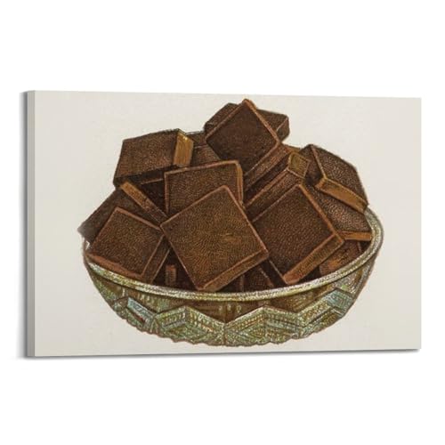 Poster carré de chocolats moderne WIZIGM style toile vintage 20x30 cm pour décoration murale
