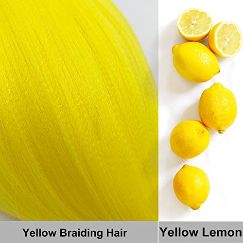 Yellow Braiding Hair Pre Stretched Kanekalon Braids Hair Extension 26 Inch (Pack Of 3) #TOP6