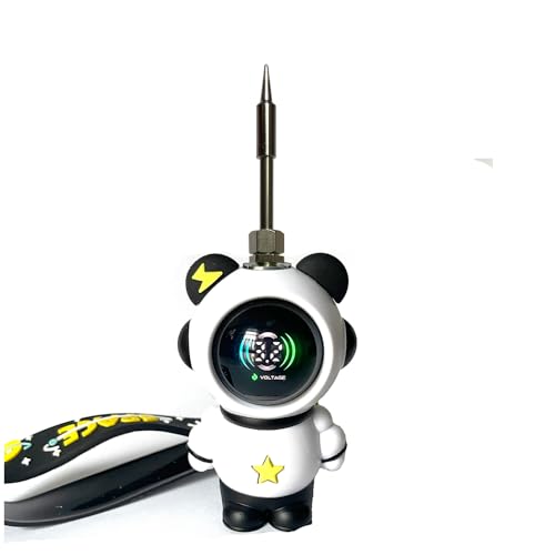 Cordless Mini Soldering Iron Universal Threaded Soldering Tip, Rechargeable Pen Battery in equipped, Cartoon Keychain Appearance (Black)