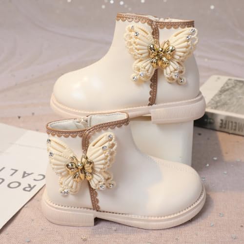 Girl's Ankle Boots Bowknot Side Zipper Princess Low Heel Leatherette Dress Booties Shoes for Toddler/Little Kid3