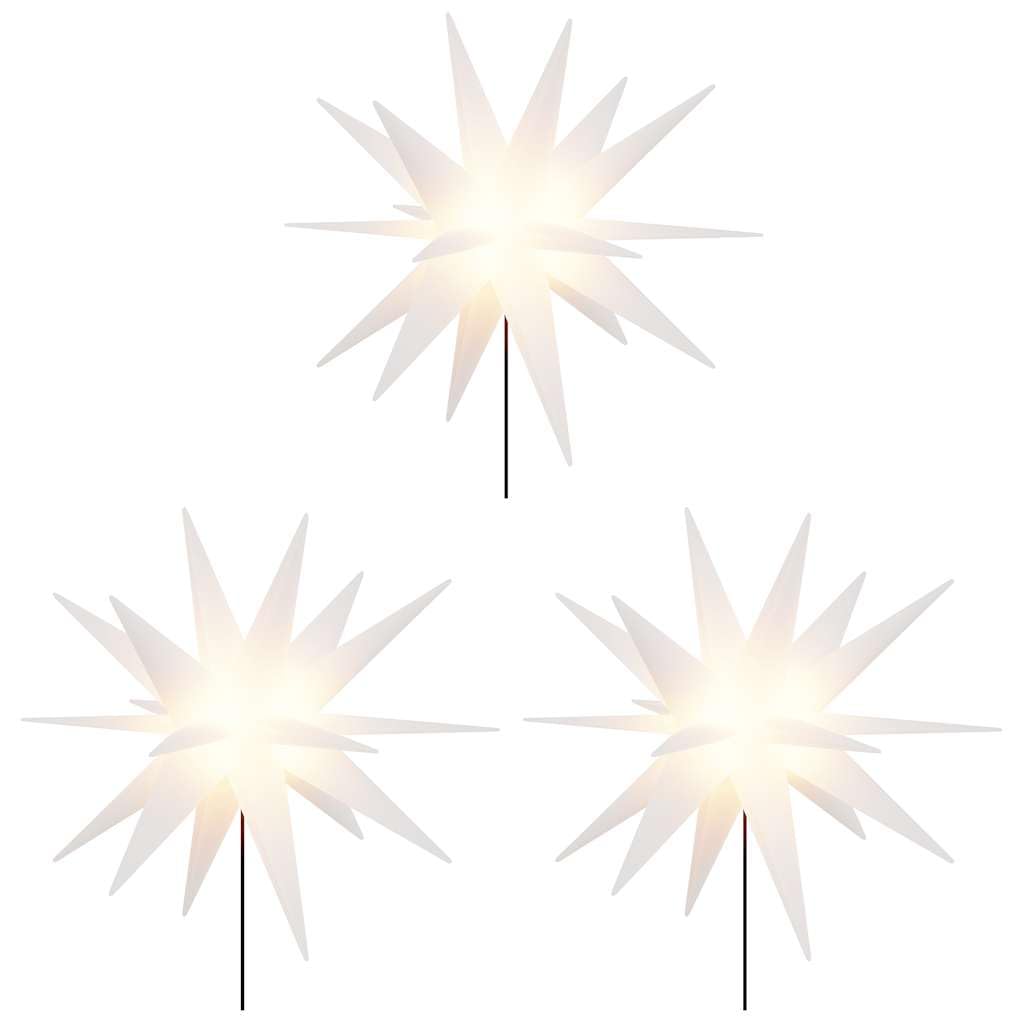 LED-Weihnachtssterne 3 Stück weiß mit Erdspießen 57 cm faltbar wetterfest IP44 Timerfunktion für Innen und Außen Weihnachtsbeleuchtung Garten Balkon Terrasse Deko