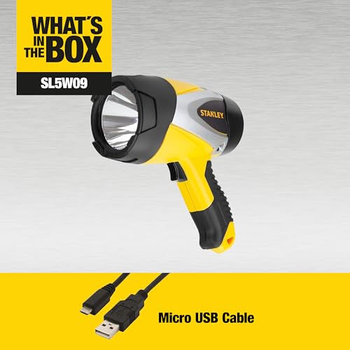 Stanley SL5W09 Rechargeable 1000 Lumen Lithium Ion Ultra Bright Led Spotlight Flashlight thumb #1