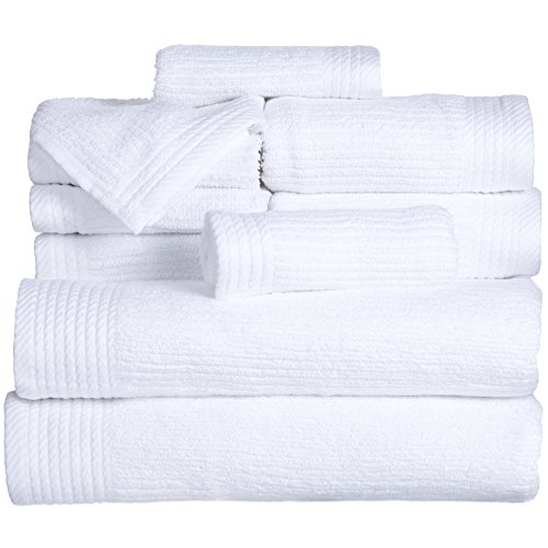 Lavish Home Ribbed 100% Cotton 10 Piece Towel Set - White, 17"x54"x0.25" - Image 2