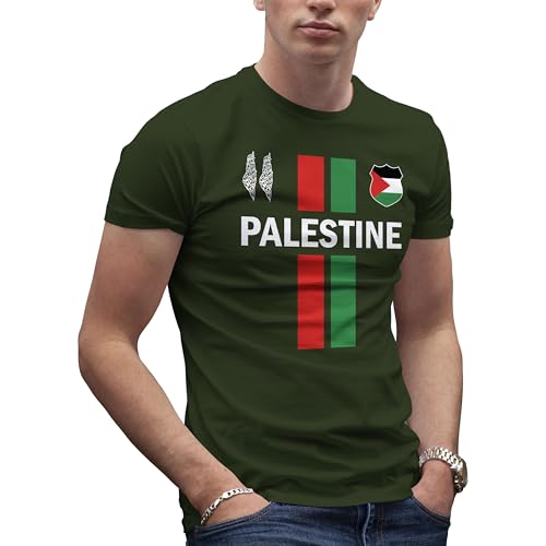 Palestine Football t-Shirt Free Palestine Herren Militärgrün T-Shirt Size XL