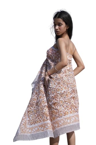 Hand Block Printed Cotton Sarong | Made by Artisans in India | Beach Wrap Made from Natural Fabrics | Durable and Lightweight Cover-Up
