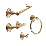 SENTO ROBIKI Modern Gold Bathroom Hardware Accessories Set, Includes Robe Hook, Toilet Paper Holder,