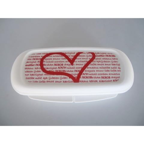 TUPPERWARE To Go MüsliBox weiß rot Snack-Box Müsli riegel Schule Herz Amore Cover