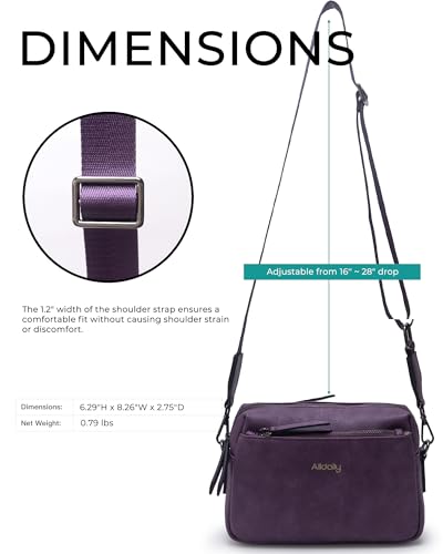 Image of Alldaily Small Triple Zip Crossbody Purse for Women, Vegan Leather Phone Bag with Wide Shoulder Strap
