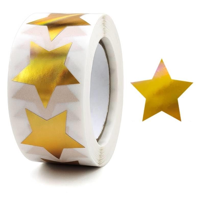 Pegatinas de estrellas doradas para Niños, stickers de estrellas infantiles, pegatinas infantiles, Calcomanías Infantiles, Adhesivos Estrellas en rollo, 500 pegatinas de 2.5 cm