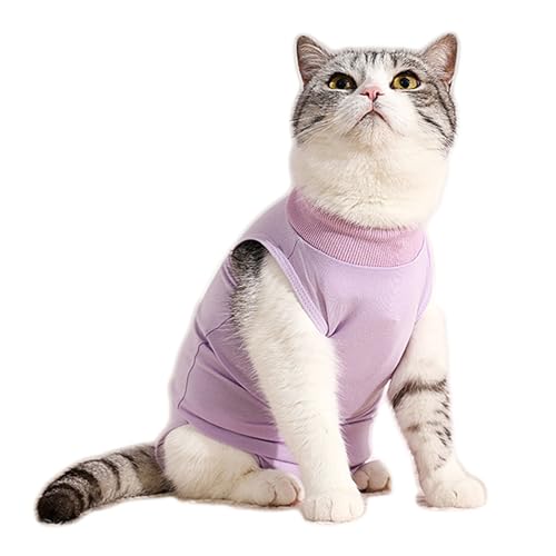 Eyeleaf Body Gatto Post Operatorio Sterilizzazione Tutina Gatto Post Operatoria per Ferite Addominali o Malattie della Pelle per Impedire Leccare Ferita (Viola, S)