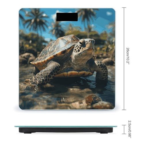 Báscula digital de baño con diseño de tortuga y palmeras miniatura 2