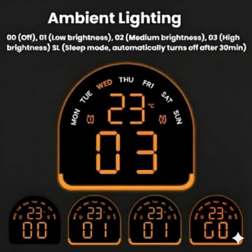 Image of AERYS Digital Alarm Clock Table Clock with LED Display, Temperature Compact Desk Clock for Students,Home, Office, Bedroom, Living Room,Home Decor, Corporate Use (Half Moon)