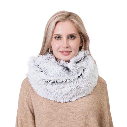 Women's Faux Fur Infinity Scarf Chic Soft Loop Circle Neck Warmer for Winter