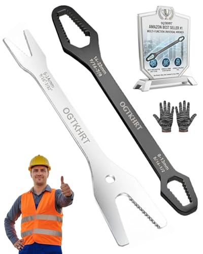Universal Car Self Adjusting Torque Wrench Sets Double Ended Cheater Bar Saving Wrench Effort Aviation Labor Tight Space Thin Wrenches Vanadium-Construction for Home and Car Repair Tools(2pcs-d)