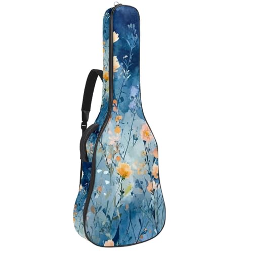 Housse guitare acoustique à fleurs bleues pour vos déplacements musicaux