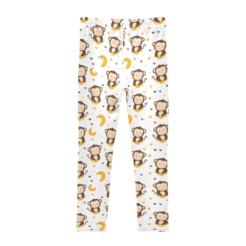 Monkey Banana Heart Girls Leggings Kids Yoga Pants Athletic Tights Pants 4-10 Years2