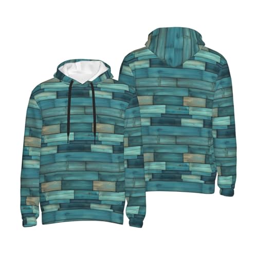 Hoodies For Men - Retro Green Wood Boards Print Long Sleeve Casual Men'S Hoodies & Sweatshirts Pullover With Pocket4