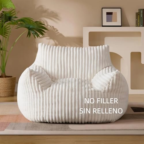 SXBCyan Sillón Puff De Piel Sintética, Lavable, Ultra Suave, Sin Relleno, For Niños Y Adultos, Sillón Perezoso, Sofá, Asiento De Suelo, Muebles De Sala De Estar(1-Seat-White)