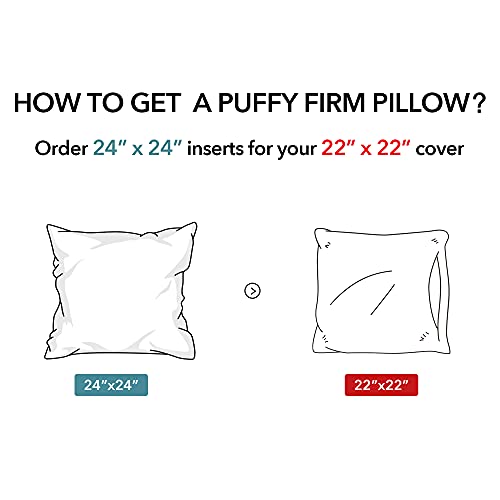 Image of Oubonun 24x24 Square Pillow Inserts (Set of 2) - 100% Cotton Cover - Decorative Interior Sofa Pillow Pair - White