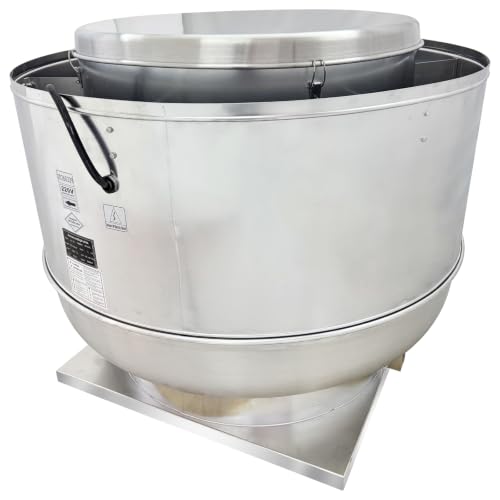 Ventilador de techo centrífugo industrial de extracción 220V 3 fases | Carcasa de aluminio, IP55 resistente al clima, flujo de aire 13,930–24,390 m3/h, para bodegas, talleres, restaurantes y estacionamientos miniatura 3